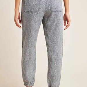 Anthropologie ORANA Printed Joggers Pants XL Boho Casual Black White Elastic Tie